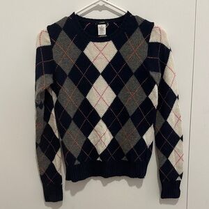 J. Crew Argyle Sweater - Navy, Gray, and Cream